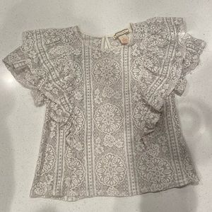 White Lace Boho Vintage Top with Ruffles